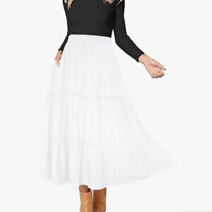 White maxi ruffle skirt